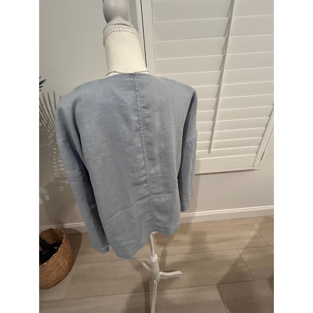 Eileen Fisher Organic Linen Open‑Front Drape Jacket – Petite Small – NWT - Picture 4 of 11
